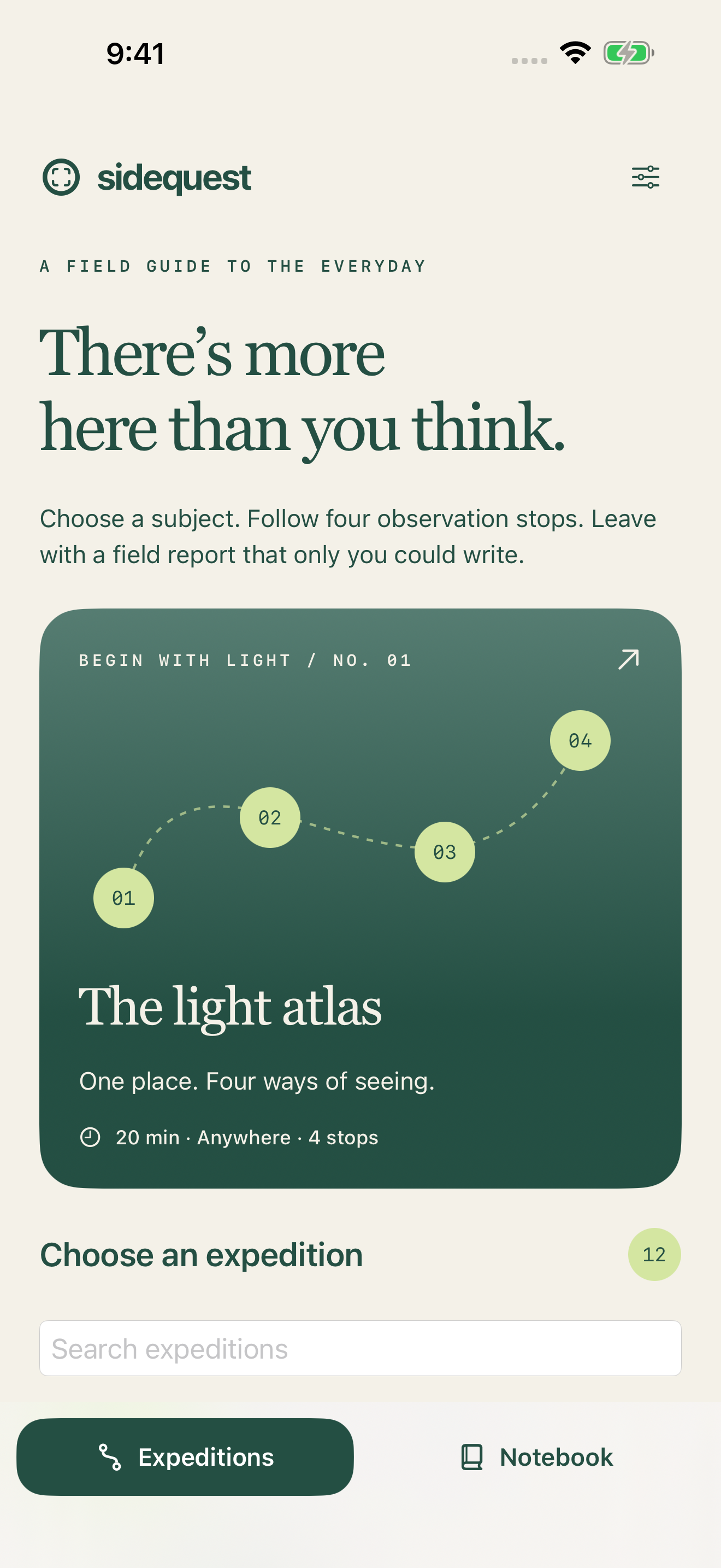 Sidequest expedition library showing The light atlas